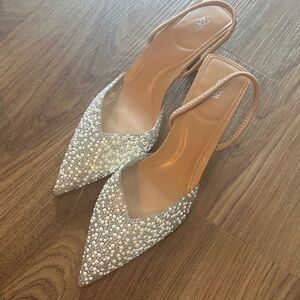 Zara Women's Glittering Silver Pointed Heels
